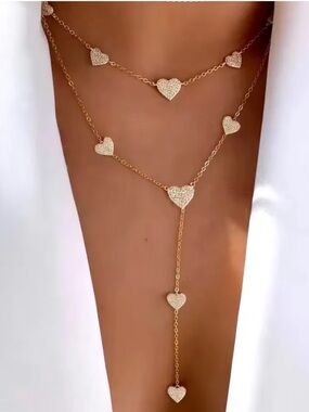 Kohl's Gold Pavé Heart Lariat Necklace